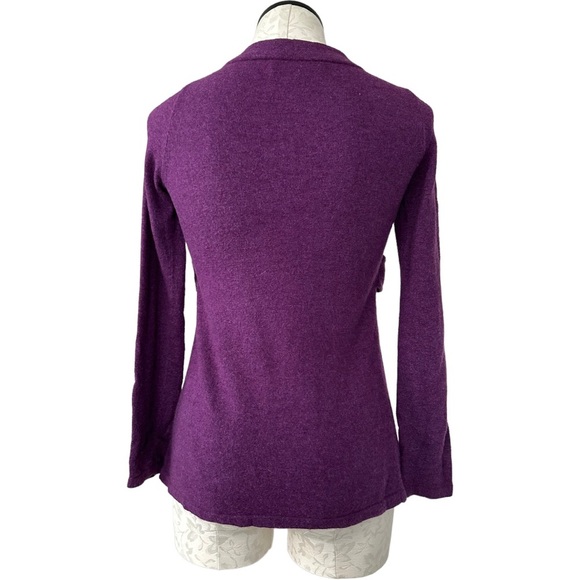 Banana Republic Wool Blend 3 Button Cardigan Waist Tab Belt Purple Size Small - Picture 2 of 16